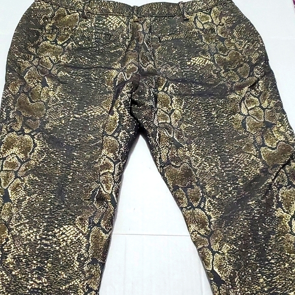 Worthington Black & Gold Snake Print Nightout Evening Ankle Pants - Picture 7 of 12